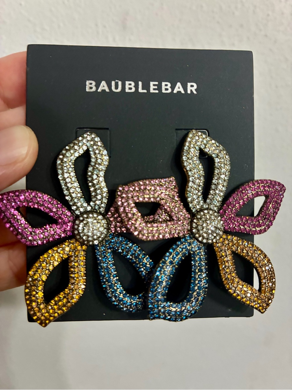 BaubleBar Multicolor Crystal Flower Earrings - Pink, Gold, Blue, Silver